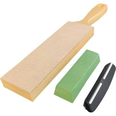 Leather Knife Sharpening Strop - Oversized Double-Sided Leather Strop Set with Ergonomic Handle - Easy to Use Knife Strop with Ergonomic Handle and