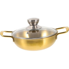 Yardwe Mini-Hot Pot Teekessel Wok Kochen Camping Wasserkocher Töpfe Topf antihaftbeschichtet antihaft Topf Antihaft-Kochtopf pfannenwender Metall Pfanne Kochtopf mit Griff Glas Golden