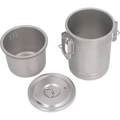 Camping-Kochtopf mit Deckel, 304 Edelstahl, zum Dämpfen und Kochen, multifunktionaler tragbarer Camping-Topf mit Schnalle für Camping im Freien