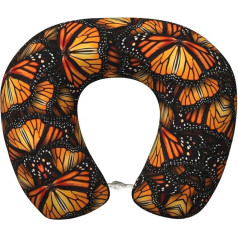 DEXNEL Heaps Of Orange Monarch Butterflies Flugzeug-Reisekissen, Memory-Schaum-Kissen, geeignet für Flugzeug, Schlafen, Reisen