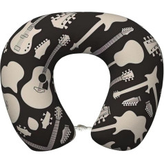UVBDF Ergonomisches Reise-Nackenkissen mit Gitarrenmuster, Memory-Schaum, verbessertes Flugzeug-Reisekissen für alle Schlafpositionen