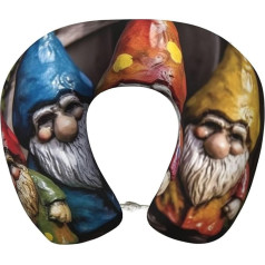 Dwrepo Bunte Zwerge, Reisekissen, Memory-Schaum, U-förmiges Nackenkissen für Reisen, tragbar, Kopf-Nackenstütze, Flugzeugkissen, abnehmbarer Bezug, Nackenkissen, Kopfstütze zum Schlafen, Auto, Reisen