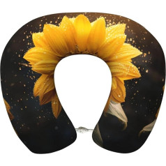 AKDODK Schönes Nackenkissen mit Sonnenblumen-Motiv für Reisen, Memory-Schaum-Reisekissen, tragbares Flugzeug-Zubehör
