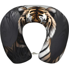 XZDAL Tiger at Rest U-Shape Travel Pillow with Memory Foam Core and Washable Plush Neck Support Cover