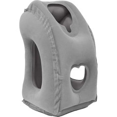 Inflatable Travel Pillow, Portable Chin Rest Neck Pillow for Airplane Car Bus Office Nap Rest Support Pillow (Grey)