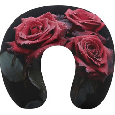 MNBVKL Pillow, Red Rose and Black Leaves Printed Pillows Travel Pillow U Shaped Pillow Universal Pillow Travel Pillow