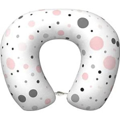 UVBDF Nackenkissen aus Memory-Schaum, modernes Punktemuster, ergonomisches Reise-Nackenkissen aus Memory-Schaum, für alle Schlafpositionen, Rosa / Grau / Weiß