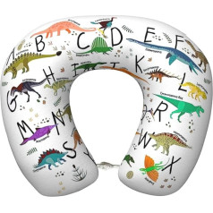 OKFSTY Stilvolle Lernalphabete mit Dinosauriern, Reise-Nackenkissen für Flugzeug, Erwachsene, Memory-Schaum, Reise-Nackenkissen, für Flugzeug, Zug, Zuhause