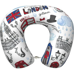 OKFSTY London Reise-Nackenkissen für Flugzeug, Erwachsene, Memory-Schaum, Reise-Nackenkissen, für Flugzeug, Zug, Zuhause