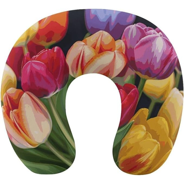 Schönes Blumen-Reisekissen, Nackenstütze, Memory-Schaum, U-förmiges Kissen, weich, bequem, Reise-Nackenkissen, Schlafkissen, Reisezubehör für Flugzeug, Auto, Büro