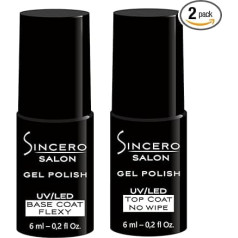 Sincero Salon - Gel Nails Base Flexy and Top Coat Gel UV No Wipe - Base Coat and Top Coat - UV Gel Nail Polish - Gel Nails for Manicure - Protection Against Scratches - Nail Hardener - Gel Polish -