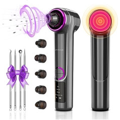 BENTFINE Blackhead Remover, Pore Cleaner, Pore Cleaner, 2 in 1 Electric Blackhead Remover Suction, Vacuum Suction Blackhead with Heating Mode, Pore Suction Pimple Remover Set with 5 Suction Heads and