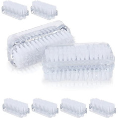 Relaxdays Nail Brush Set of 8 Double-Sided Hand Brushes with Hard Bristles Plastic H x W x D: 3.5 x 8.5 x 3.5 cm Transparent