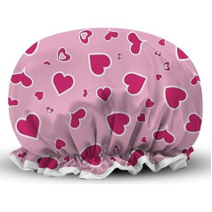 1 x Shower Cap Waterproof Elastic Band Double Layer Ruffle Keep Hair Dry Reusable Shower Caps for Women MAUZIMRA