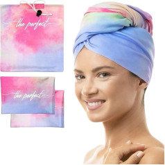 THE PERFECT HAIRCARE Curly Hair Girls Microfiber Plopping Towel Set - Anti-frizz Silky Straight Hair Drying Wrap for Women - Super Absorbent Large Hair Towel + 2 Scrunching Towels