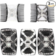 Hair Comb for Cliping, 3 Pieces Hair Clips Women, Hair Combs for Cliping, Hair Comb Elastic Beads for Women Girls Hair Accessories DIY Hair Styling Tool
