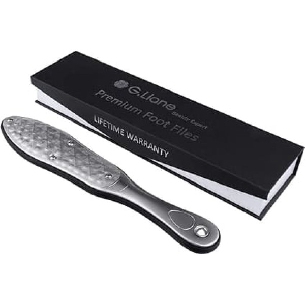 G.Liane Pedicure Laser Callus Rasp Foot File - Foot Rasp Double-Sided - Callus Remover Professional Foot Care Tool Made of Stainless Steel - File for Extra Smooth and Beautiful Feet (Black)