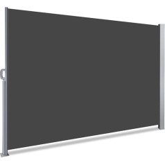 VOUNOT Seitenmarkise Ausziehbar für Balkon, Garten und Terrasse, Sichtschutz, Windschutz, Wasserdicht, Sonnenschutz, 160 x 300 cm, Dunkel-Grau