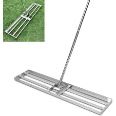 XXXL Stainless Steel Lawn Levelling Including 2M Handle, Professional Squeegee Lawn Levelling Rake, Lawn Pusher, Garden Grass Tool, Surface Leveling Skirt, for Yard, Garden, Golf Course, 200 x 120 x