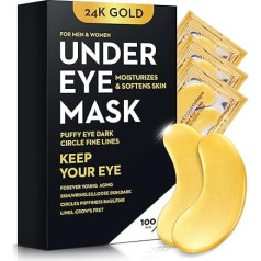 100 Pairs 24K Gold Eye Mask Collagen Under Eye Mask Patches for Dark Circles Puffiness, Refreshing, Revitalising, Travel, Wrinkles, Eye Patches for Women and Men