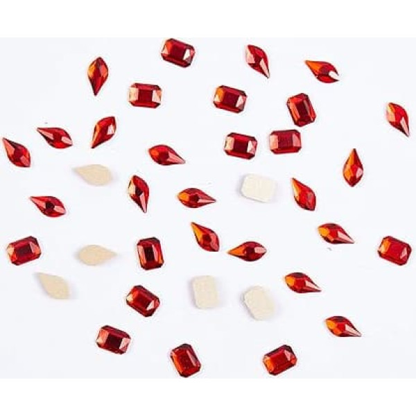 NICENEEDED Nail rhinestones set with 40 pieces flame flatback rhinestones and 40 pieces emerald design rhinestone crystals for nails decoration gemstone charms accessories (style 2)