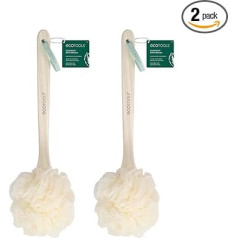 EcoTools Ecopouf Bamboo Handle Loofah Scrubber Bath Shower Scrubber Set of 2 Assorted Colours