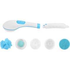 SH-RuiDu Electric Body Brush, Portable Rechargeable Shower Cleaning Brush with Long Handle, 5 Brush Heads for Face and Body