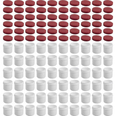 60 ointment containers, cream containers, flat ointment jar, 25 ml capacity, with red lid, made in Germany