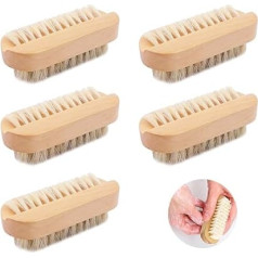 5 Pcs Double Sided Nail Brush Wooden Double Sided Nail Brush Scrub Natural Wood Brush for Men Women Manicure Accessories