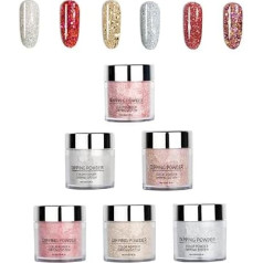 Warm Girl Nail Powder Kit, Dip Powder Nail Starter Kit, For French Nail Manicure Starter Art, No Nail Lamp Needed, 6 Colours