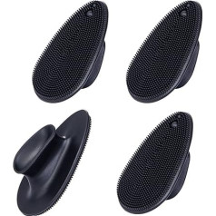 Beomeen Silicone Facial Cleansing Brush, 4 Pack Soft Silicone Face Scrub and Massage Brush, Blackhead Scrubber for Men and Women (Black)