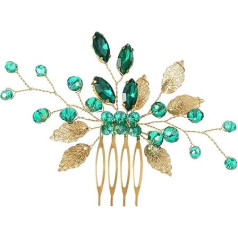 Haarschmuck für Brautschmuck, Hochzeit, Grün, glitzernde Strasssteine, Haarkämme, Haarspangen, Abschlussball, Haarschmuck, französischer Haarkamm, Haarschmuck für Damen