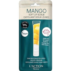 L'Action Paris Gentle Lip Scrub, Gentle Lip Scrub with Natural Sugar Crystals for Smooth, Hydrated and Voluminous Lips, with Soothing Mango Butter and Jojoba Oil 12 ml