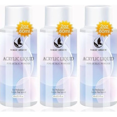 MAGIC ARMOR Monomer for Acrylic Liquid for Nails Professional Acrylic Liquid 3 × 60 ml, Acrylic Liquid Low Odour, Salon Quality Acrylic Liquid for Nail Extension Design