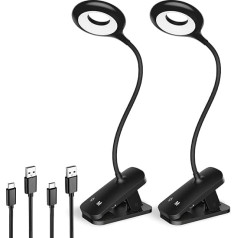 HECDSTLY Clip On Reading Lamp for Bed Headboard, Rechargeable Large Clipbed Lamp - 5 Colours, 5 Brightness, Flexible Arm Book Light at Night for Kids Bunk Bed Desk