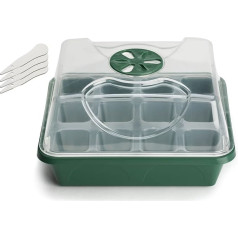 EarlyGrow MPL50125/CLR/1 Small Seed Tray Seedling Tray Germination Starter Kit with Adjustable Vents, Reusable, Clear Cell Trays and 4 Plant Labels - Pack of 1