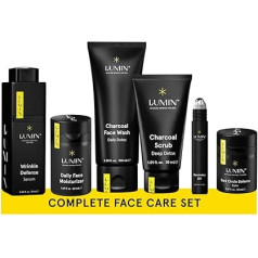 Lumin The Complete Skincare Gift Set for Men: 6 Piece Kit to Help with Clogged Pores, Dark Circles, Fine Lines, Wrinkles, Dryness, and Acne Scars - Achieve Your Best Look