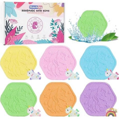 SHUCHING Bath Bombs for Children, 6 Bath Bombs for Children with Eeinhorn Toy Inside, Natural and Organic Bath Bombs Gift Set, Handmade Birthday Gifts for Boys and Girls