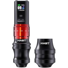 Mast Fold2 Pro Wireless Tattoo Machine Pen Rotary Tattoo Machine Tattoo Gun 7 Strokes Length 2000 mAh Battery Powerful Motor by Mcore Smart Display Screen 2pcs Grip for Pro Artists (Extra Grip)