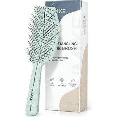 AIMIKE Organic Hair Brush, Detangling Brush for Curls & Thick Hair, Exclusive Ultra Soft Air Cushion, Pain-Free Brush Hair, Wheat Straw Detangler Hair Brush without Pulling for Women, Men & Children