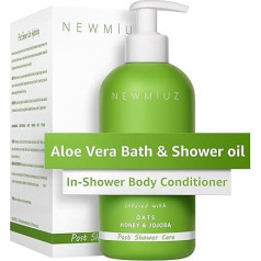 Aloe Vera Shower Oil Body Wash - Natural Post Shower Care for Dry Skin in Shower Soothing & Healing Moisturising Sun Burn - Non Greasy Oats Honey Jojoba Spa Self Care Spa Gift 10 Fl. oz