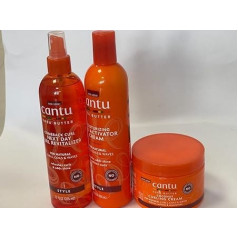 Cantu Shea Butter Comeback Curl Curl Revitaliser Next Day, Curl Activator Cream & Coconut Curling Cream (Set of 3)