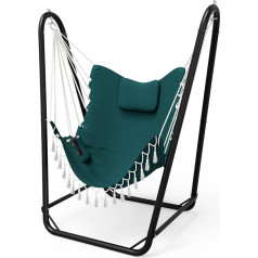 Hanging Chair with Stand, Heavy Duty Hanging Chair with Stand, Indoor Outdoor Sturdy Rocking Chair with Stand, Max Load 350kg, Green