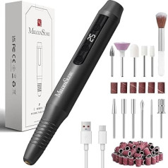 MelodySusie PC180G Cordless Nail File Electric Nail Drill for Acrylic Gel Nails 25000RPM Professional Portable Manicure Pedicure Polishing Tool with Nail Drills Sanding Bands Black