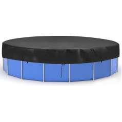 QWORK® Round Pool Cover, 460 cm, Pool Covers, Tarpaulin, UV Protection Tarpaulin, 420D Oxford, Black