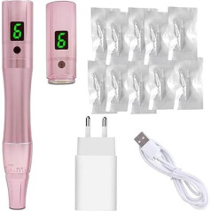 MTSM Wireless Permanent Make Up Machine Pen Tattoo Rotary Machine, Eyebrow Microblading Pen Pack of 10 Needles Eyebrow Tattoo Machine for Lip Eyeliner Hairline A901