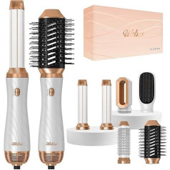 UKLISS 6 in 1 Hair Styler, 1000 W Negative Hair Dryer Ion with Round Brush Dryer Airflow Curling Iron Hot Air Brush Hair Straightener Brush Massage Brushes for All Hair Styling, Gift Set for Women