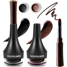2 Pieces Eyeliner Gel Black and Brown Cream Eyeliner Waterproof Durable Gel Eyeliner with Eyeliner Brush Quick Dry Formula Eye Makeup