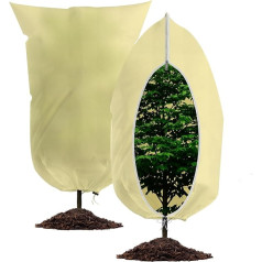 WISD 2 Packs Plant Covers, Frost Protection, 120 x 180 cm, Large Frost Blankets for Plants, Frost Cloth, Plant Protector, Tree Covers, Freeze Protection, Bag with Zipper, Drawstring