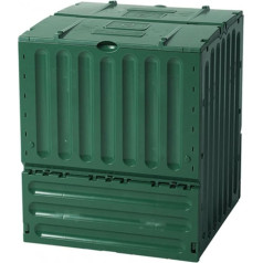 GARANTIA ECO-King Composter in Green, Made from Robust, Recycled Plastic, All-Year Composter, 400 Litres, 70 x 70 x 83 cm, Two Filling Flaps, Wind-Resistant Lid Security, Rapido Click System